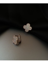 Сережки Конюшина з камінням золотого кольору англійський замок 32812