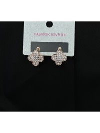 Сережки Конюшина з камінням золотого кольору англійський замок 32812