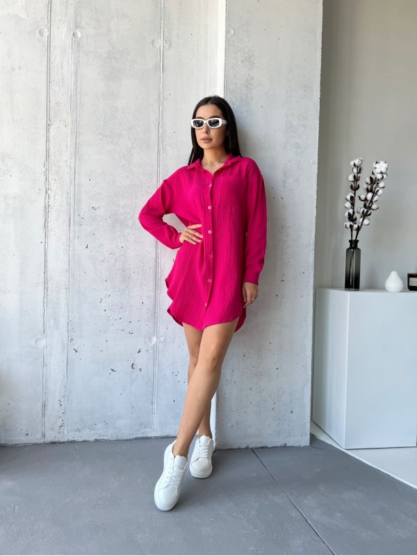 Муслинова сукня-сорочка малинового кольору 32813