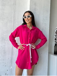 Муслинова сукня-сорочка малинового кольору 32813