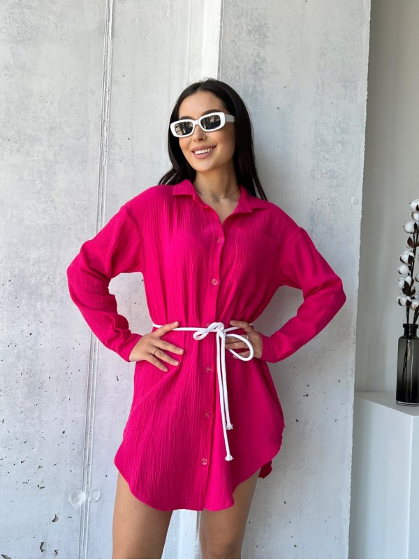 Муслинова сукня-сорочка малинового кольору 32813