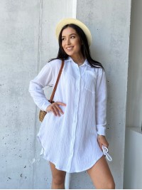 Муслинова сукня-сорочка молочного кольору 32815