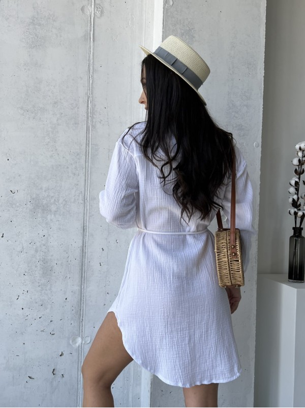 Муслинова сукня-сорочка молочного кольору 32815