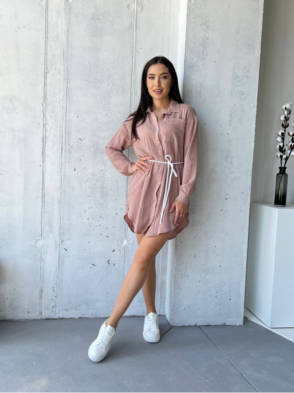 Муслинова сукня-сорочка кавового кольору 32816