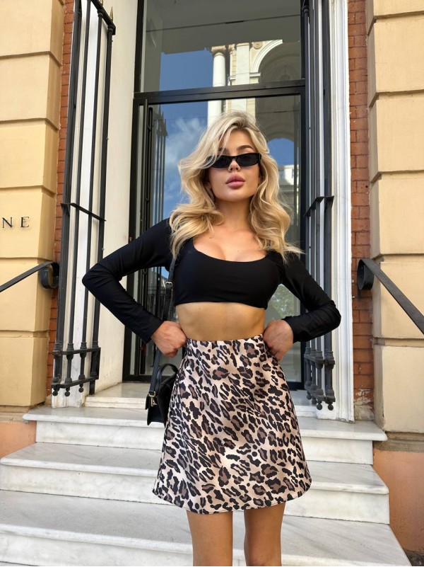 Жіноча спідниця міні коричневого кольору 32860