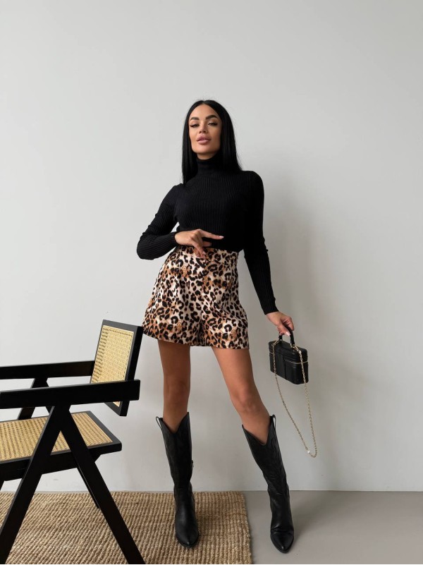 Жіночі короткі шорти леопард коричневого кольору 32868