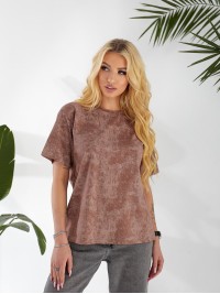 Жіноча футболка з ефектом вареного кавового кольору 32870