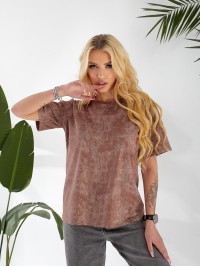 Жіноча футболка з ефектом вареного кавового кольору 32870