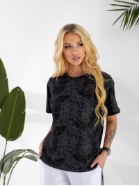 Жіноча футболка з ефектом вареного чорного кольору 32871