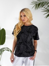 Жіноча футболка з ефектом вареного чорного кольору 32871