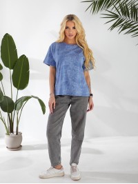 Жіноча футболка з ефектом вареного синього кольору 32872