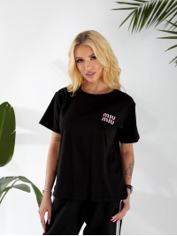 Жіноча футболка з написом чорного кольору 32876