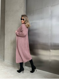 Жіночий довгий кардиган пудрового кольору 32877