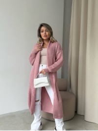 Жіночий довгий кардиган рожевого кольору 32878
