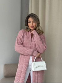 Жіночий довгий кардиган рожевого кольору 32878