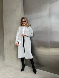 Жіночий довгий кардиган сiрого кольору 32879