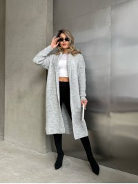 Жіночий довгий кардиган сiрого кольору 32879
