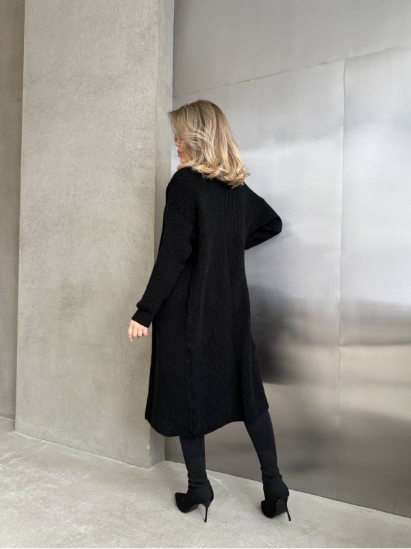Жіночий довгий кардиган чорного кольору 32880