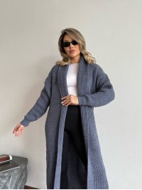 Жіночий довгий кардиган графiтового кольору 32881