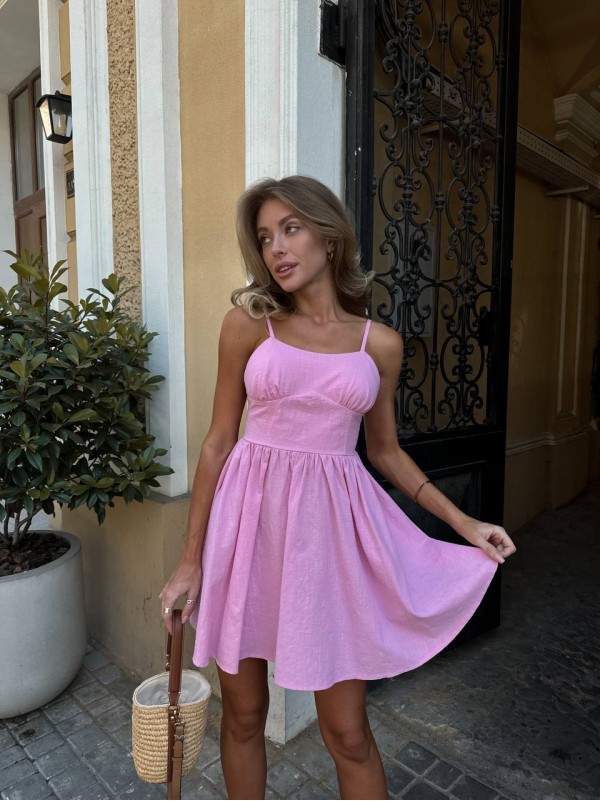 Літній сарафан з відкритою спинкою рожевого кольору 32884