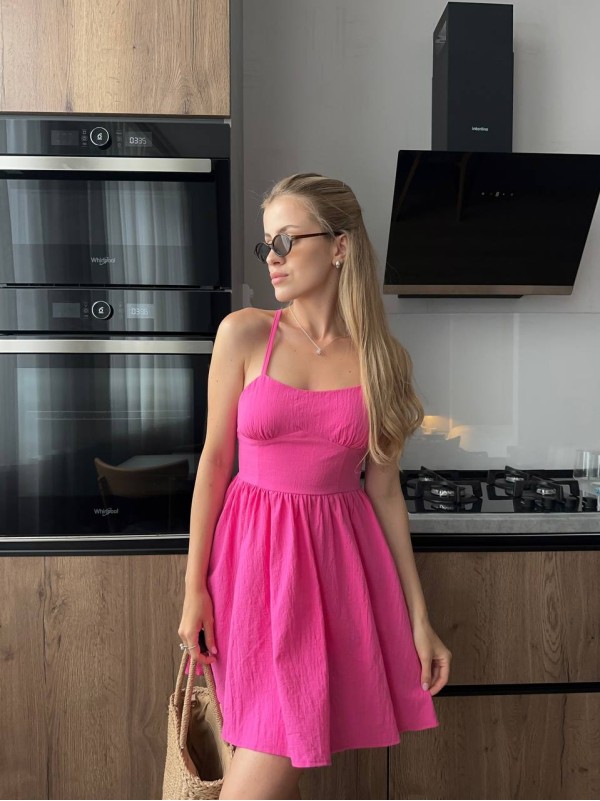 Літній сарафан з відкритою спинкою малинового кольору 32886