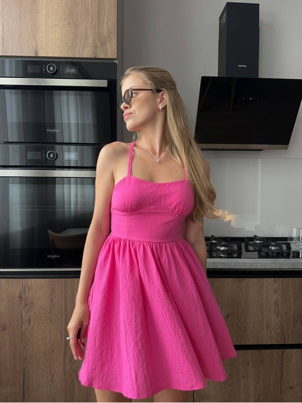 Літній сарафан з відкритою спинкою малинового кольору 32886