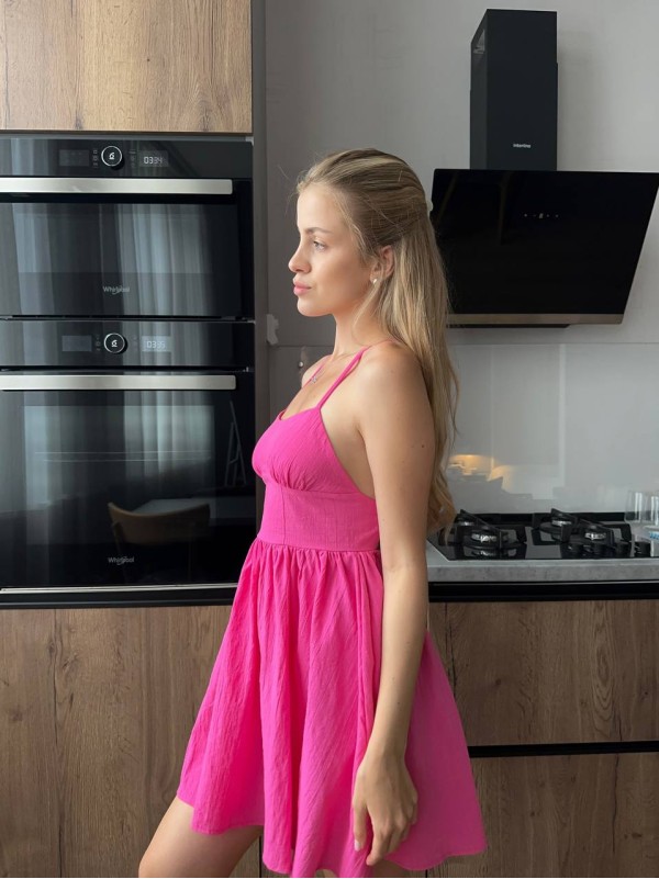 Літній сарафан з відкритою спинкою малинового кольору 32886