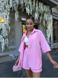 Жіночий повсякденний костюм з шортами рожевого кольору 32894