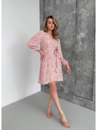 Легка сукня міні на запах рожевого кольору 32905
