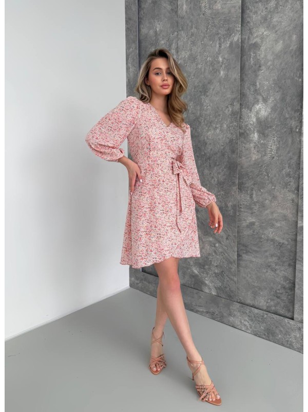 Легка сукня міні на запах рожевого кольору 32905