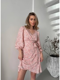 Легка сукня міні на запах рожевого кольору 32905