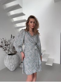 Легка сукня міні на запах м'ятного кольору 32906