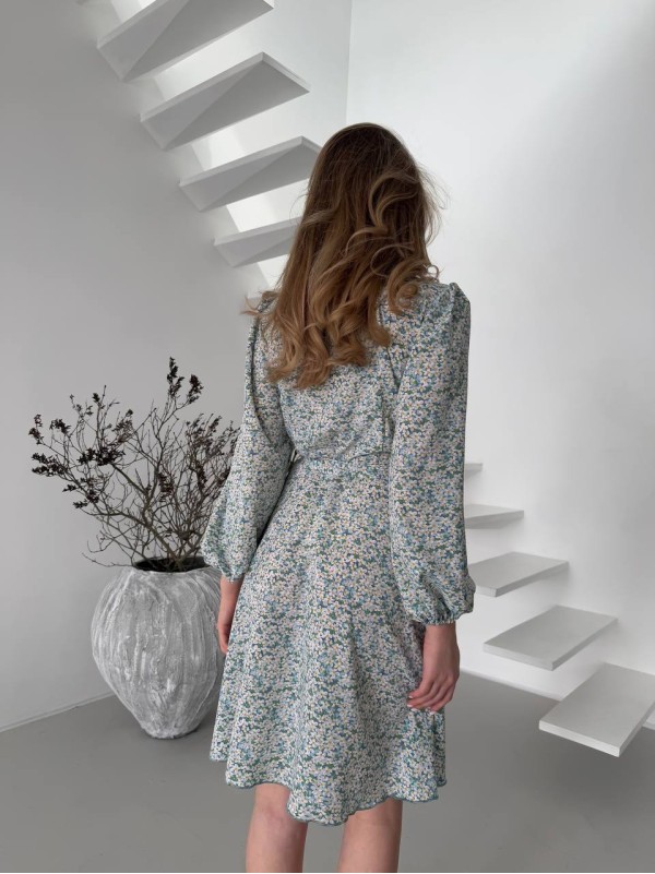 Легка сукня міні на запах м'ятного кольору 32906