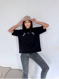 Базова жіноча футболка з написом чорного кольору 32911