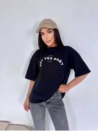 Базова жіноча футболка з написом чорного кольору 32911