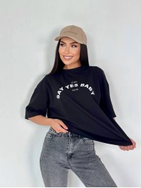 Базова жіноча футболка з написом чорного кольору 32911