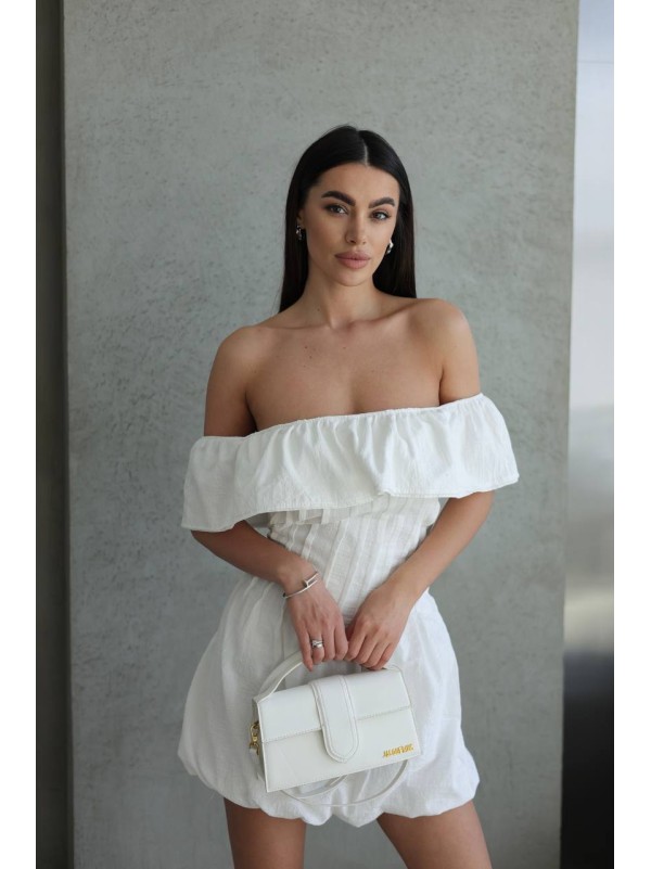 Легка сукня міні молочного кольору 32937