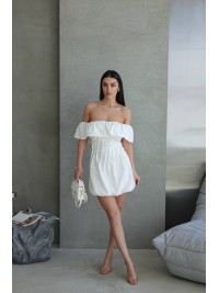 Легка сукня міні молочного кольору 32937