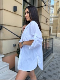 Бавовняна жіноча сорочка молочного кольору 32940