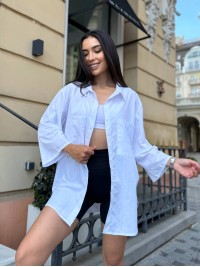 Бавовняна жіноча сорочка молочного кольору 32940