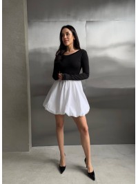 Комбінована сукня міні з пишною спідницею чорно-білого кольору 32954