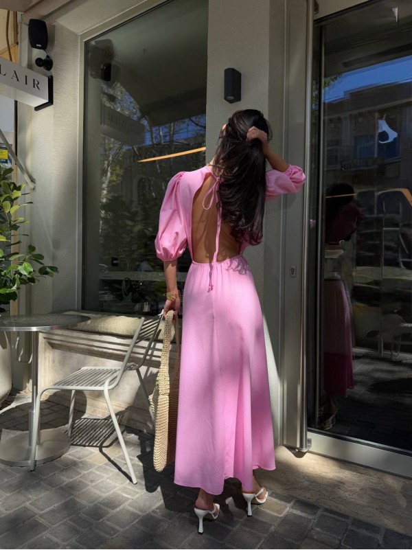 Легка сукня міді з відкритою спинкою рожевого кольору 32957