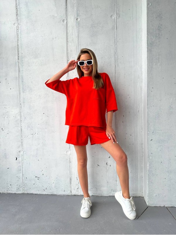 Жіночий літній спортивний костюм червоного кольору 32992