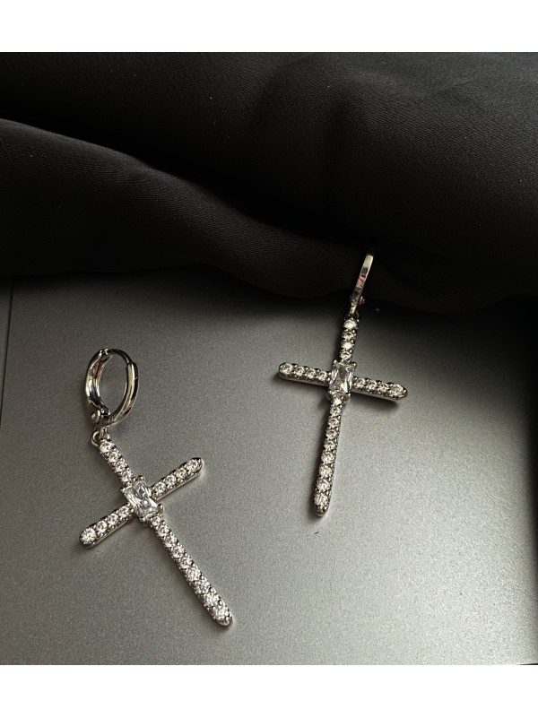 Сережки Хрести срібного кольору 33042