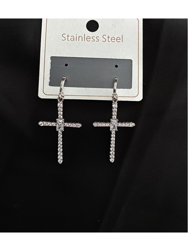 Сережки Хрести срібного кольору 33042