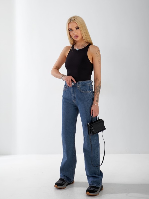 Джинси Minimal Wide leg жіночі  синього кольору 33043