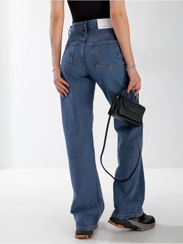 Джинси Minimal Wide leg жіночі  синього кольору 33043