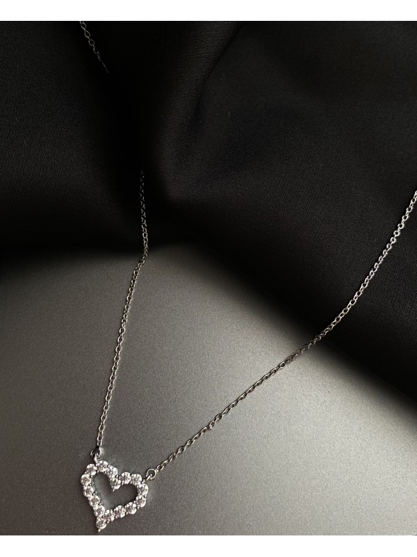 Підвіска Серце з ланцюжком срібного кольору 33046