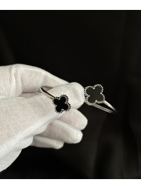 Браслет - манжет дві Конюшини срібного кольору 33051