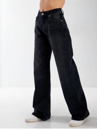 Джинси Burgas Wide leg жіночі чорного кольору 33057